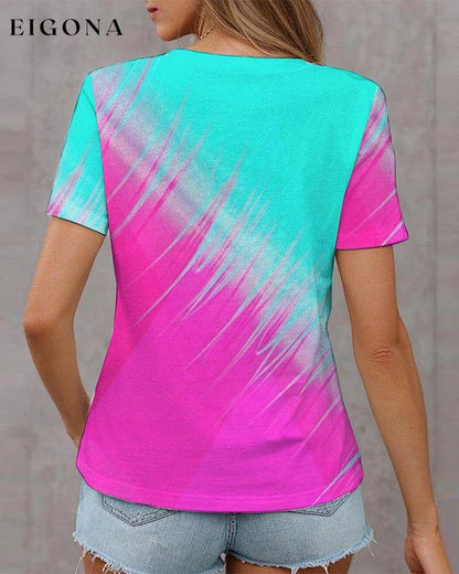 Gradient print V-neck T-shirt blouses & shirts summer