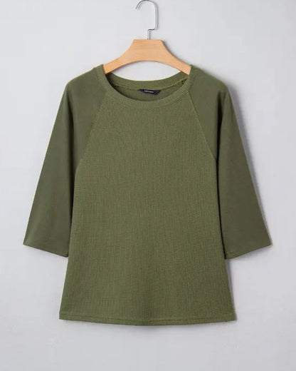 Solid Color Three-Quarter Sleeve T-Shirt