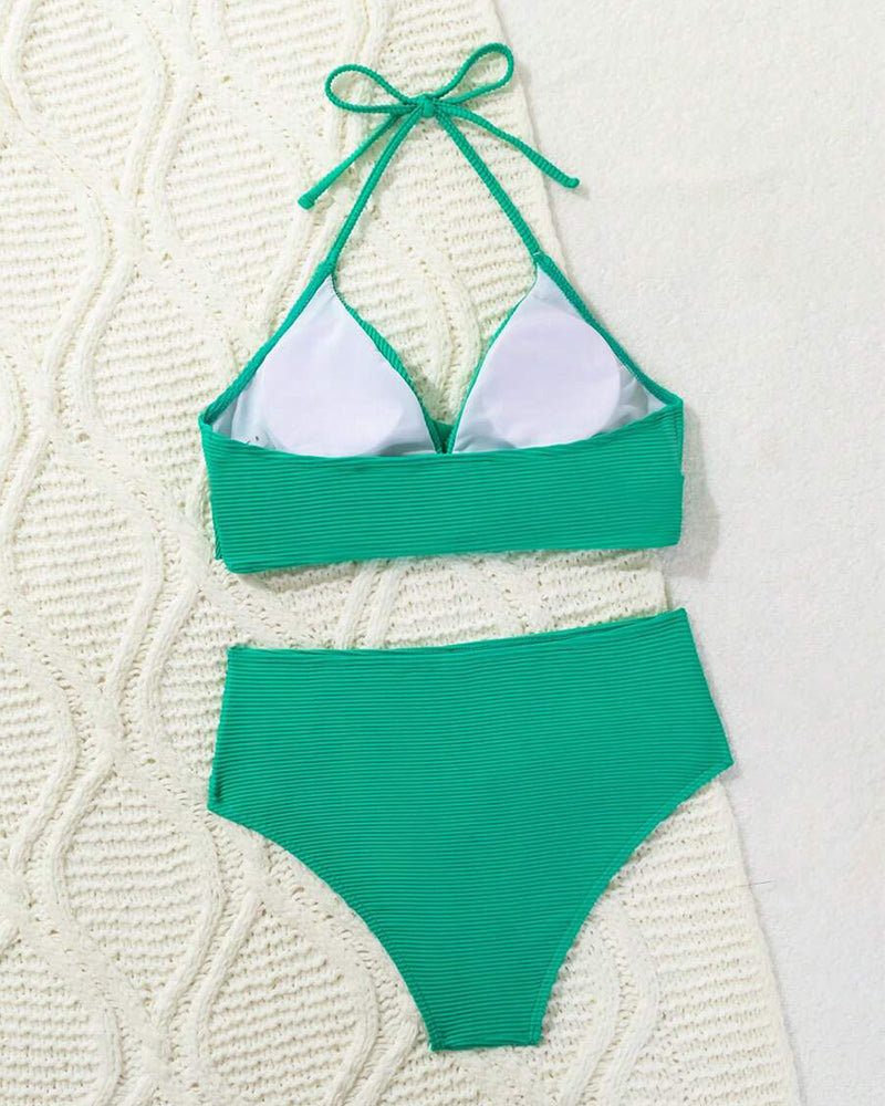 Cross Strap Two-Piece Solid Color Swimsuit bikinis spring summer