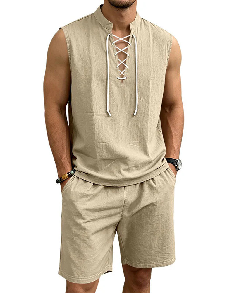 Men's V-Neck Two-Piece Set