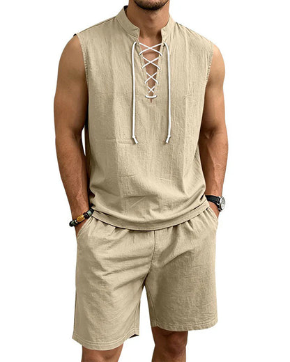Men's V-Neck Two-Piece Set