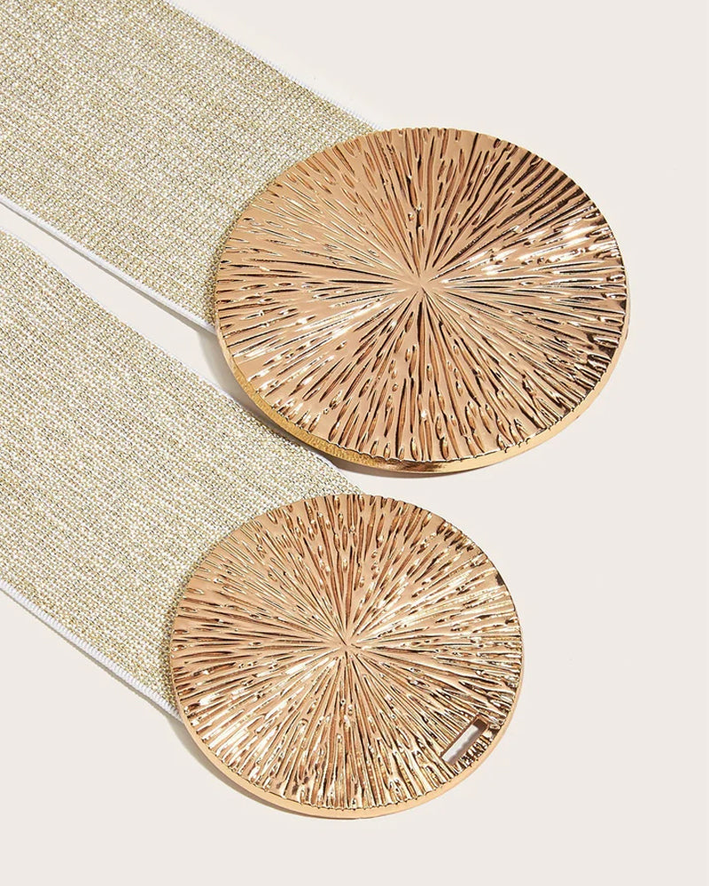 Dames Vintage Elastische Riem Met Gouden Gesp