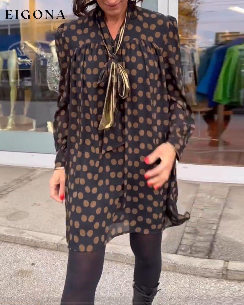 Polka Dot Long Sleeve Dress Black 23BF autumn 2023 casual dresses Clothes Dresses spring