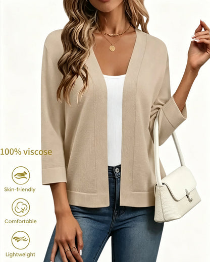 Elbow-Length Sleeve Open Front Knit Cardigan 2024 f/w cardigans spring
