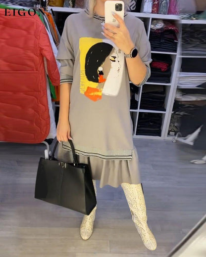 Portrait Long Sleeve Shift dress 2023 f/w 23BF casual dresses SALE