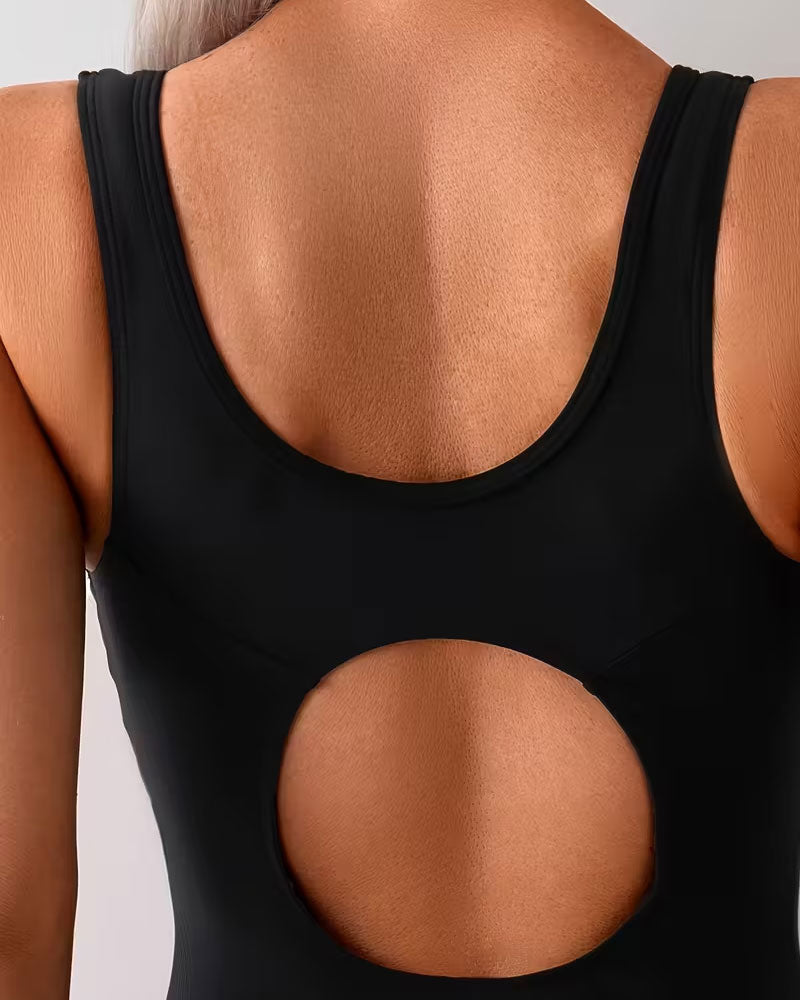 Color-Blocked Printed One-Piece Swimsuit