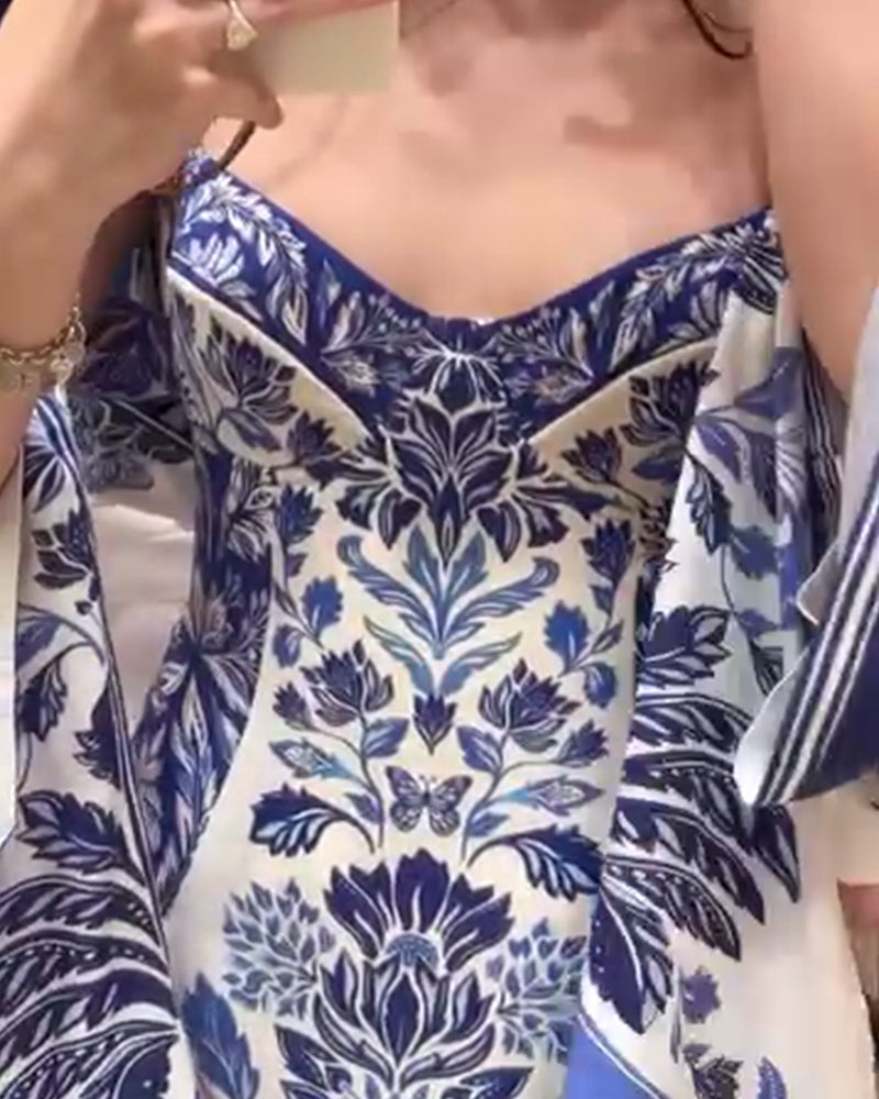 Strapless Cape Two Piece Swimsuit