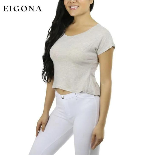 Basic Cotton Blend Cropped Tee Top Beige __stock:150 clothes refund_fee:800 tops