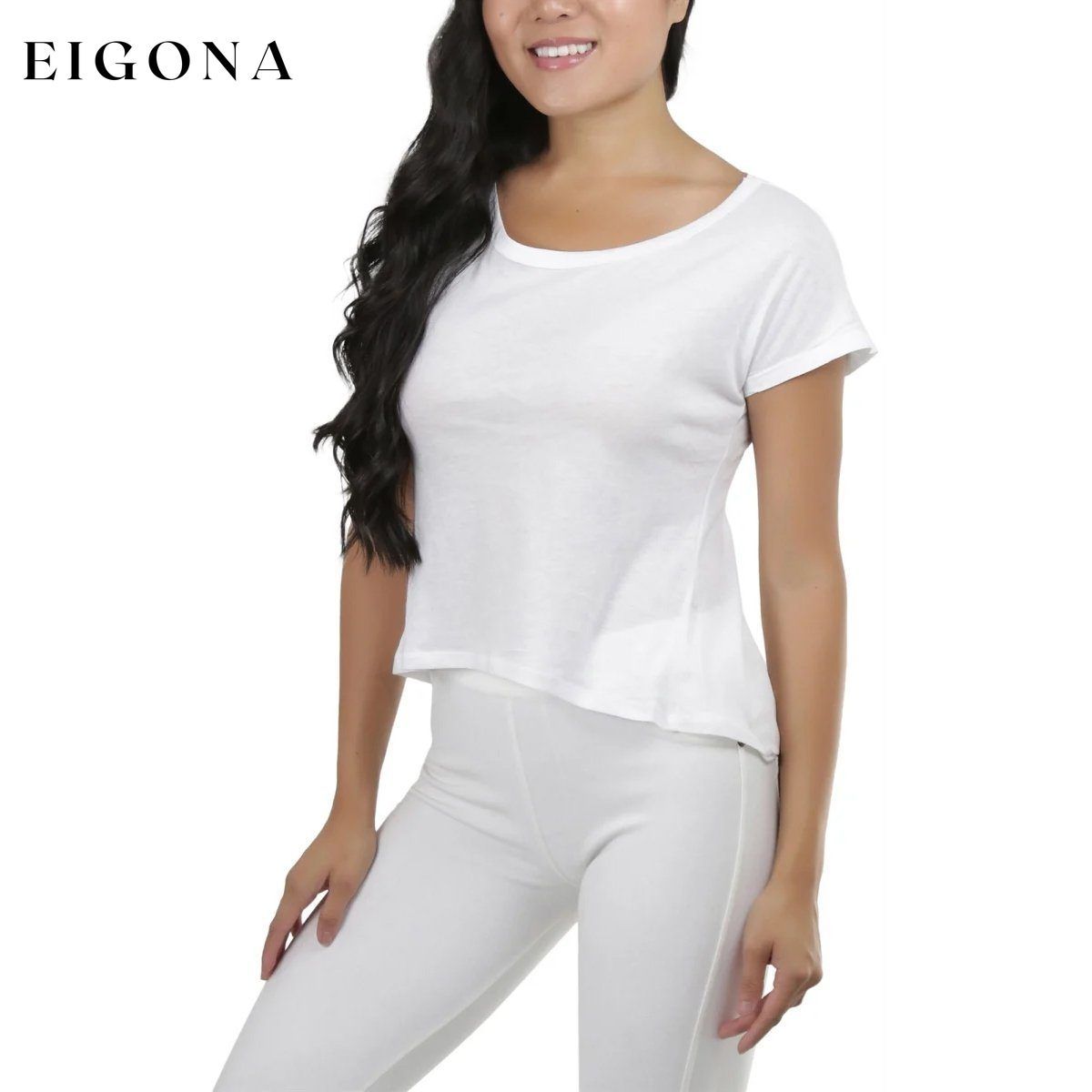 Basic Cotton Blend Cropped Tee Top White __stock:150 clothes refund_fee:800 tops