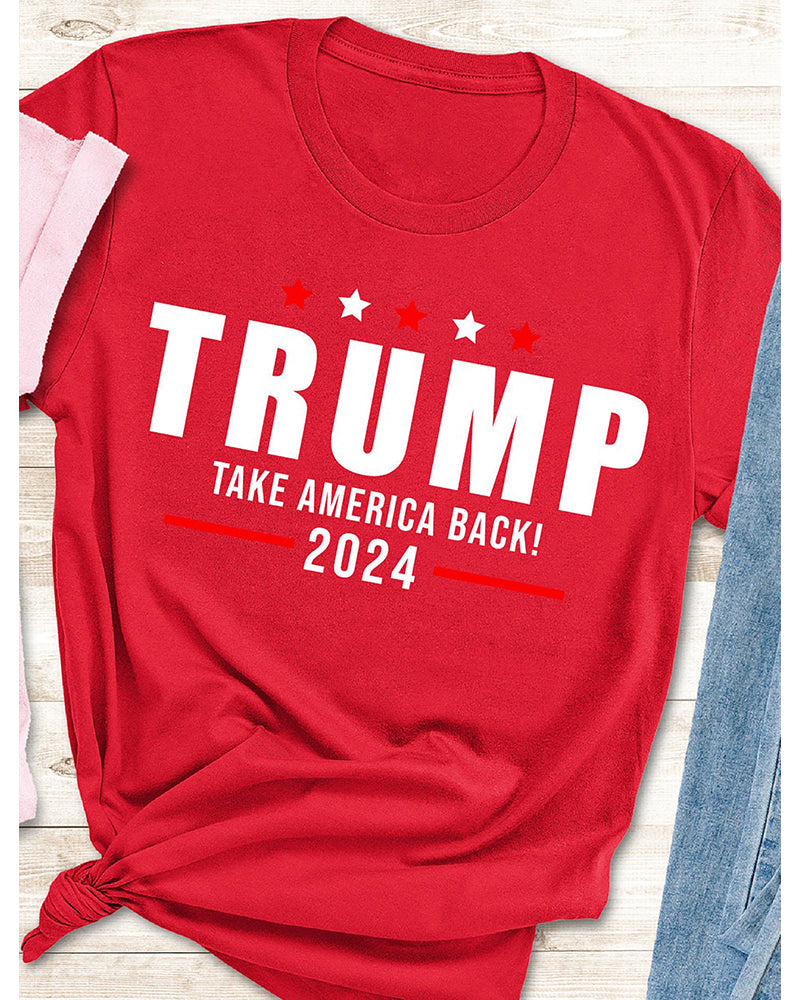 UNISEX，Trump Take America Back T-shirt 2024 f/w faith & slogan spring summer t-shirts