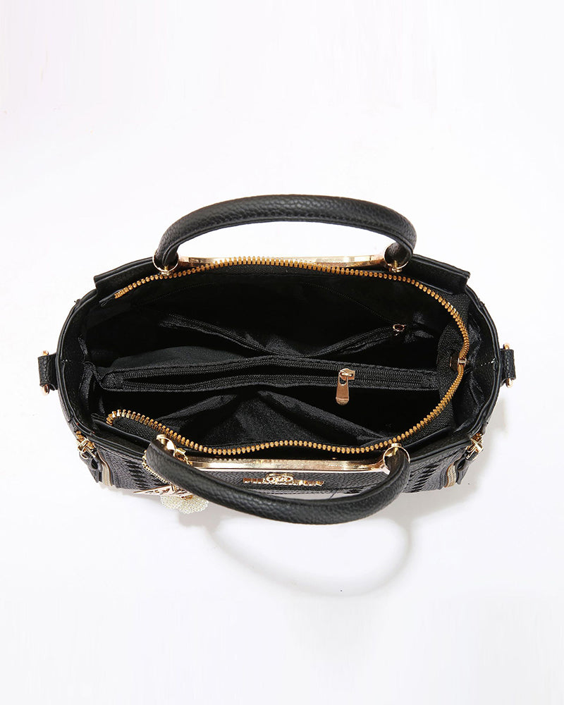 Women's V-Stitched Top-Handle Satchel Bag