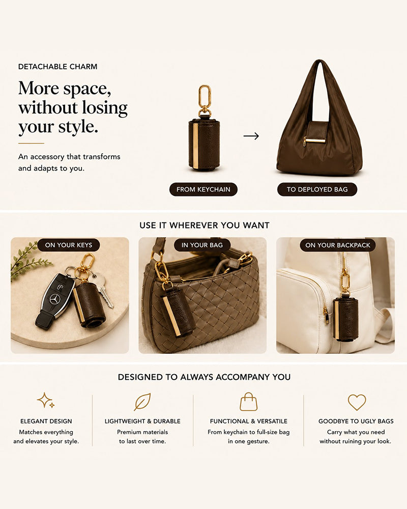 Charm Transformable Bag – Stylish Vegan Leather Tote & Keychain Charm 2024 f/w accessories spring summer
