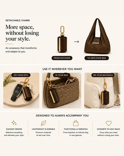Charm Transformable Bag – Stylish Vegan Leather Tote & Keychain Charm