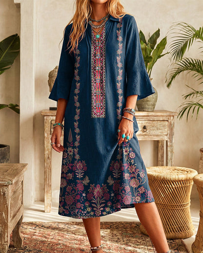 Flared Sleeve Loose Retro Dress