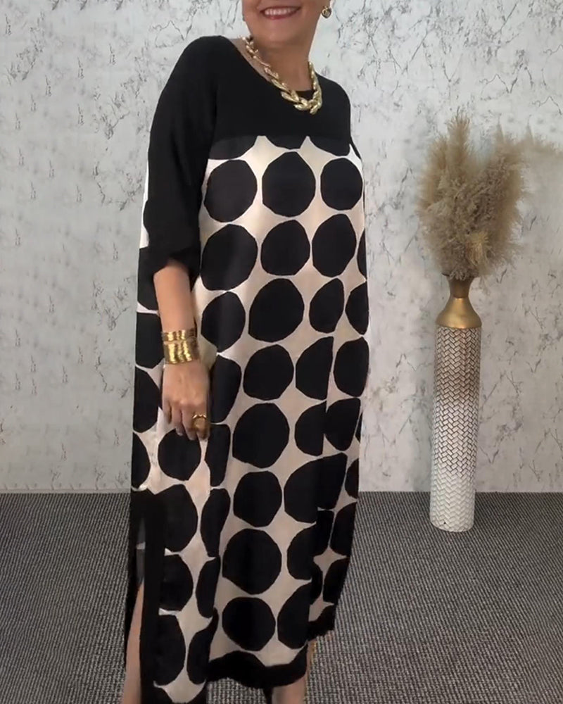 Abito dritto a pois larghi