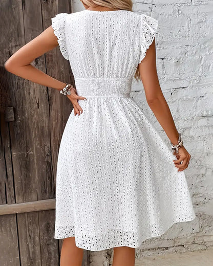 Solid color deep V waist dress casual dresses summer