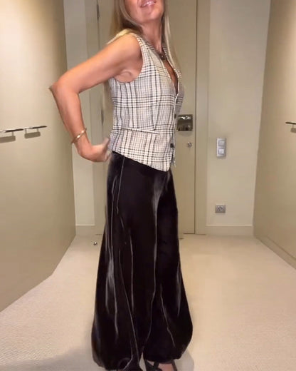 Trendy Velvet Baggy Casual Pants