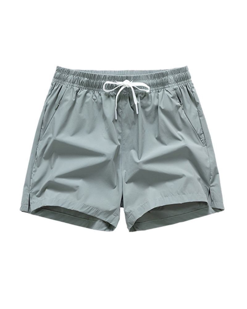 Men Elastic Waist Pocket Quick-Dry Ice Silk Sports Shorts
