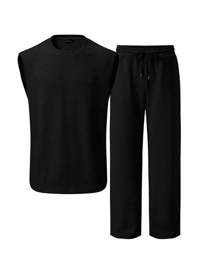Men's Solid Color Sleeveless Set