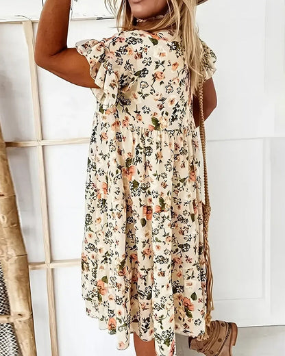Floral Short-Sleeve Printed Dress