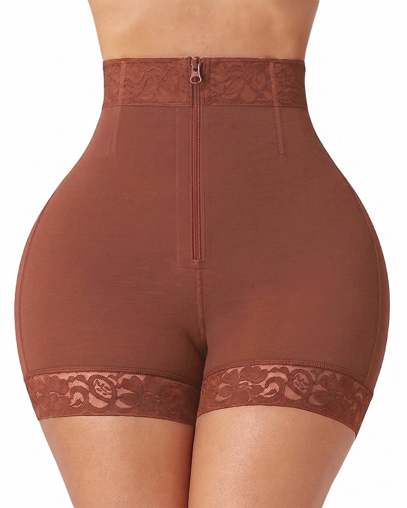 Lace Zipper High Waist Butt Lifting Pant