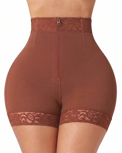 Lace Zipper High Waist Butt Lifting Pant