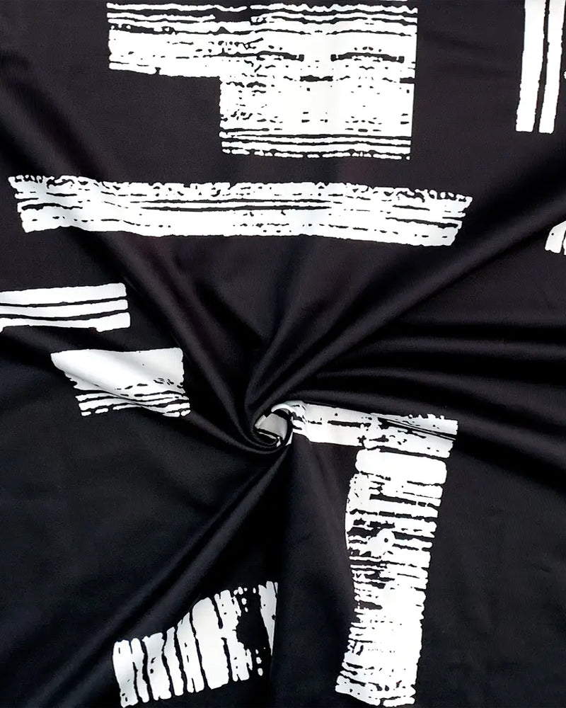 Half-Zip Printed Short-Sleeved Blouse