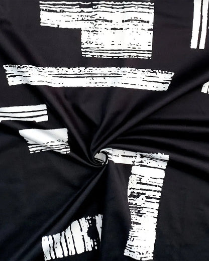 Half-Zip Printed Short-Sleeved Blouse