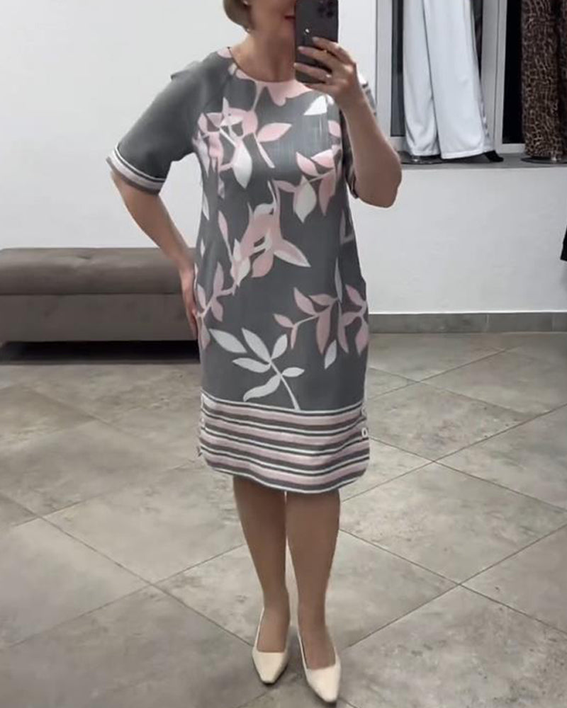 Leaf stripe print casual dress casual dresses summer