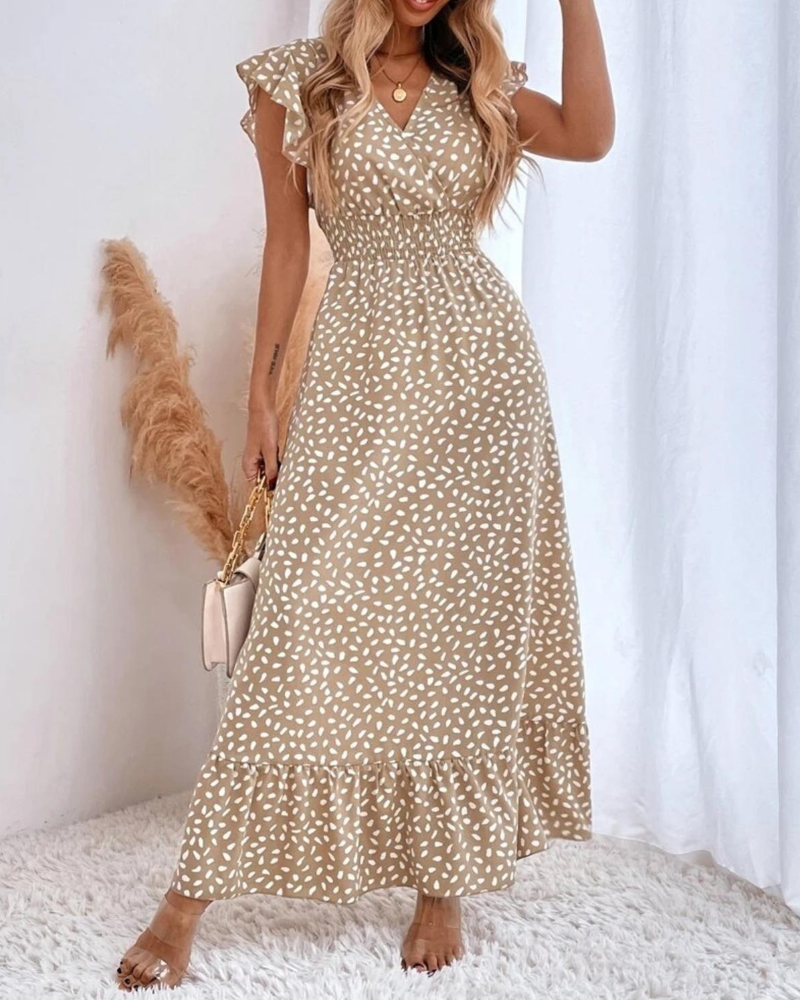 Polka-Dot V-Neck Maxi Dress