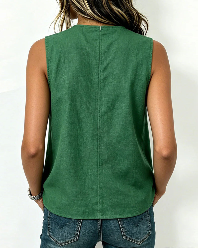 Sleeveless Small Open-Collar Vest