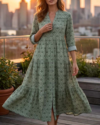 Vintage V-Neck Floral Dress