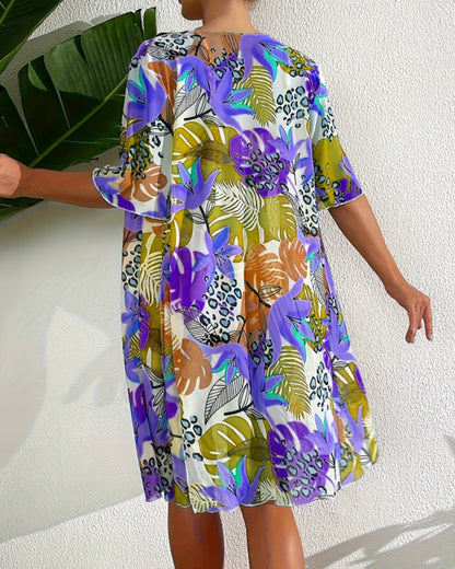 Tropical Print 3-Piece Swimsuit Set