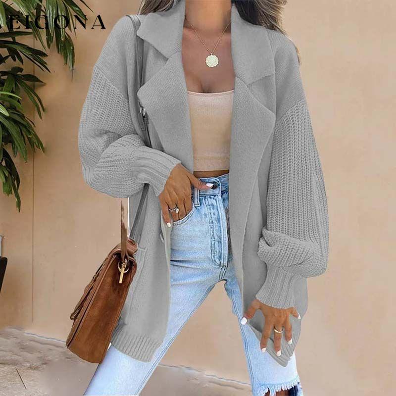 Casual Solid Colour Cardigan Gray best Best Sellings cardigan cardigans clothes Sale tops Topseller