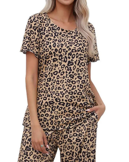 Short Sleeve Leopard Print Set
