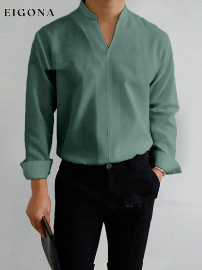 Casual Solid V-Neck Shirt men