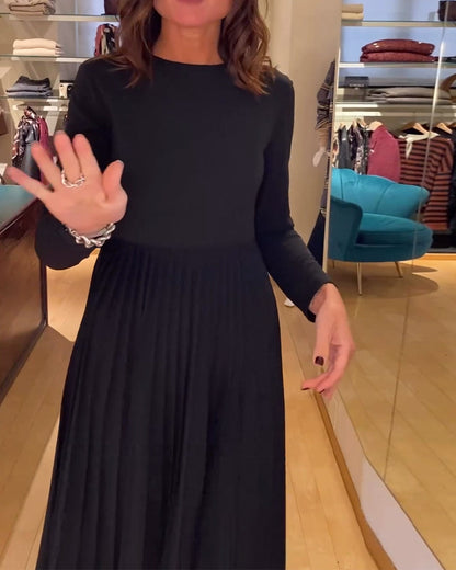 Solid Round Neck Fashionable Dress