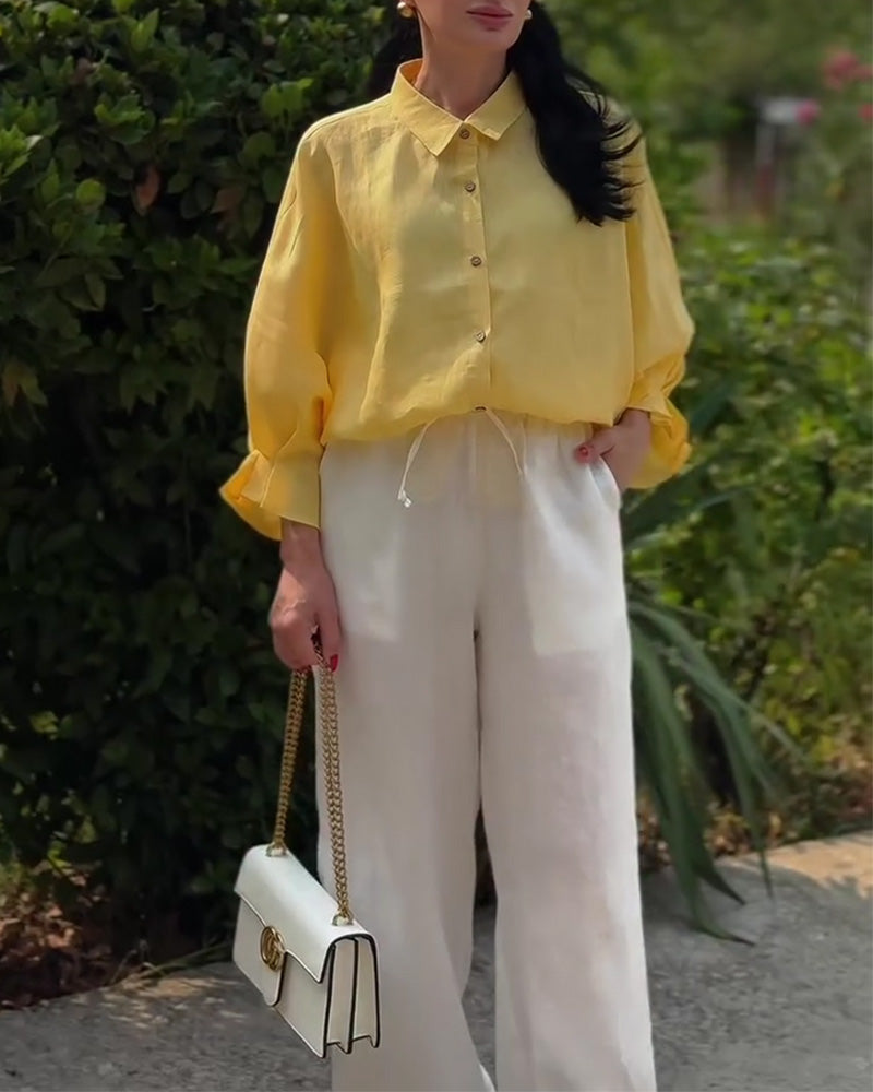 Long Sleeve Button Casual Blouse