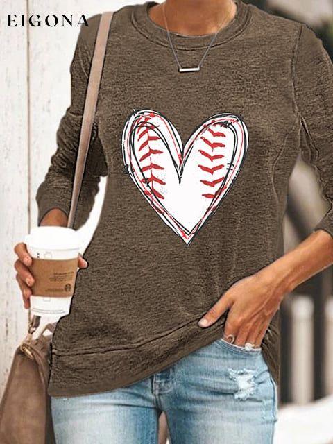 Women's Baseball Heart Print Top ball print