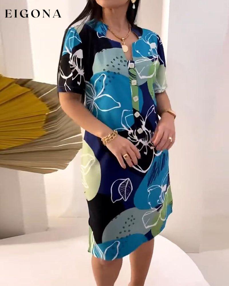 Elegant Standing Neck Printed Dress casual dresses spring summer