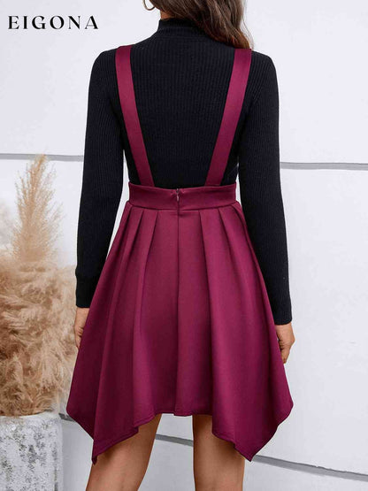 Zip Back Buttoned Overall Skirt Dress Bigh casual dresses clothes dress dresses Ship From Overseas short dresses