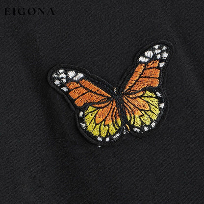Butterfly Graphic Drawstring Hoodie __stock:500 clothes refund_fee:1200 tops