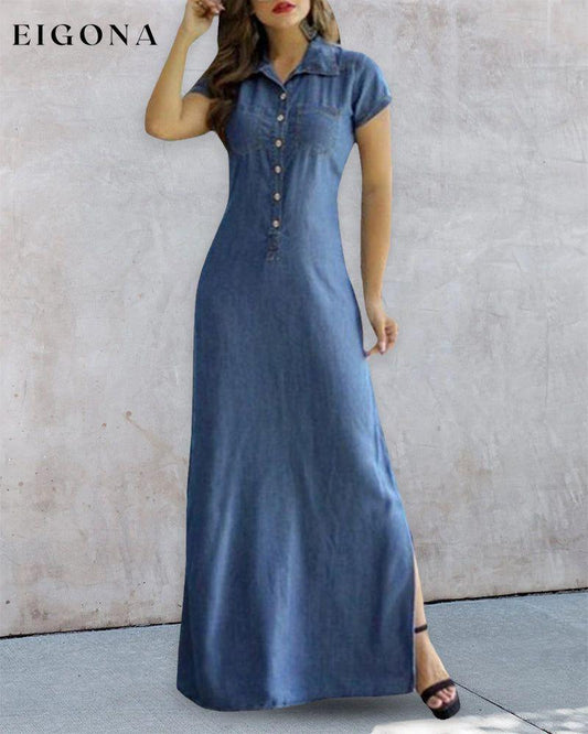 Faux Denim Dress Blue 23BF Casual Dresses Clothes Dresses Spring Summer