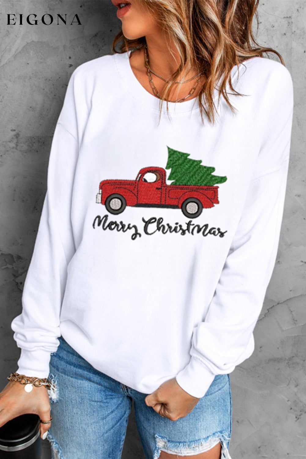 MERRY CHRISTMAS Graphic Sweatshirt White Christmas sweater clothes Ship From Overseas SYNZ