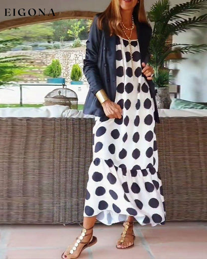 Polka dot print long cami dress casual dresses spring summer