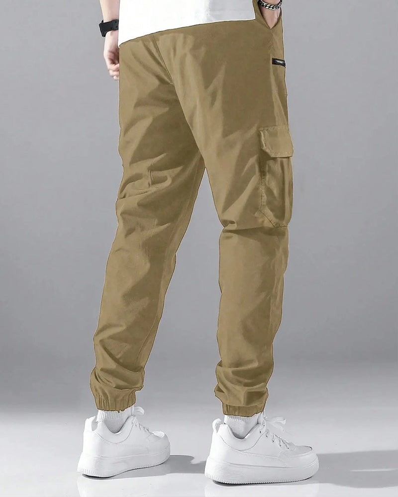 Pocket Drawstring Zipper Men's Cargo Pants
