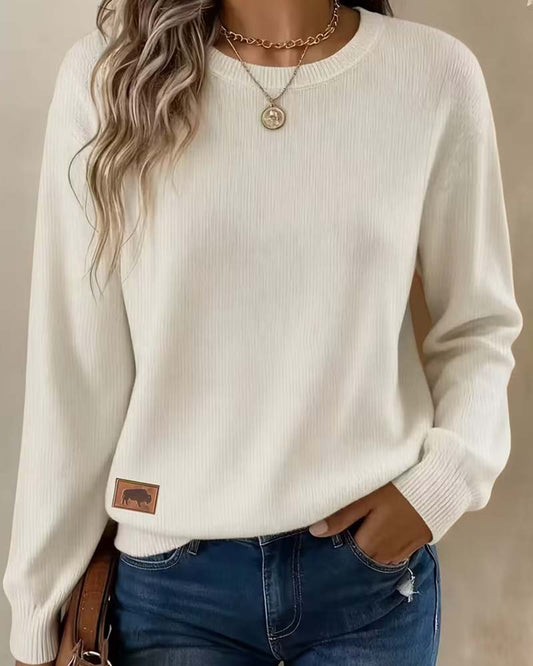 Crew Neck Long Sleeve Knit Pullover autumn pullovers spring