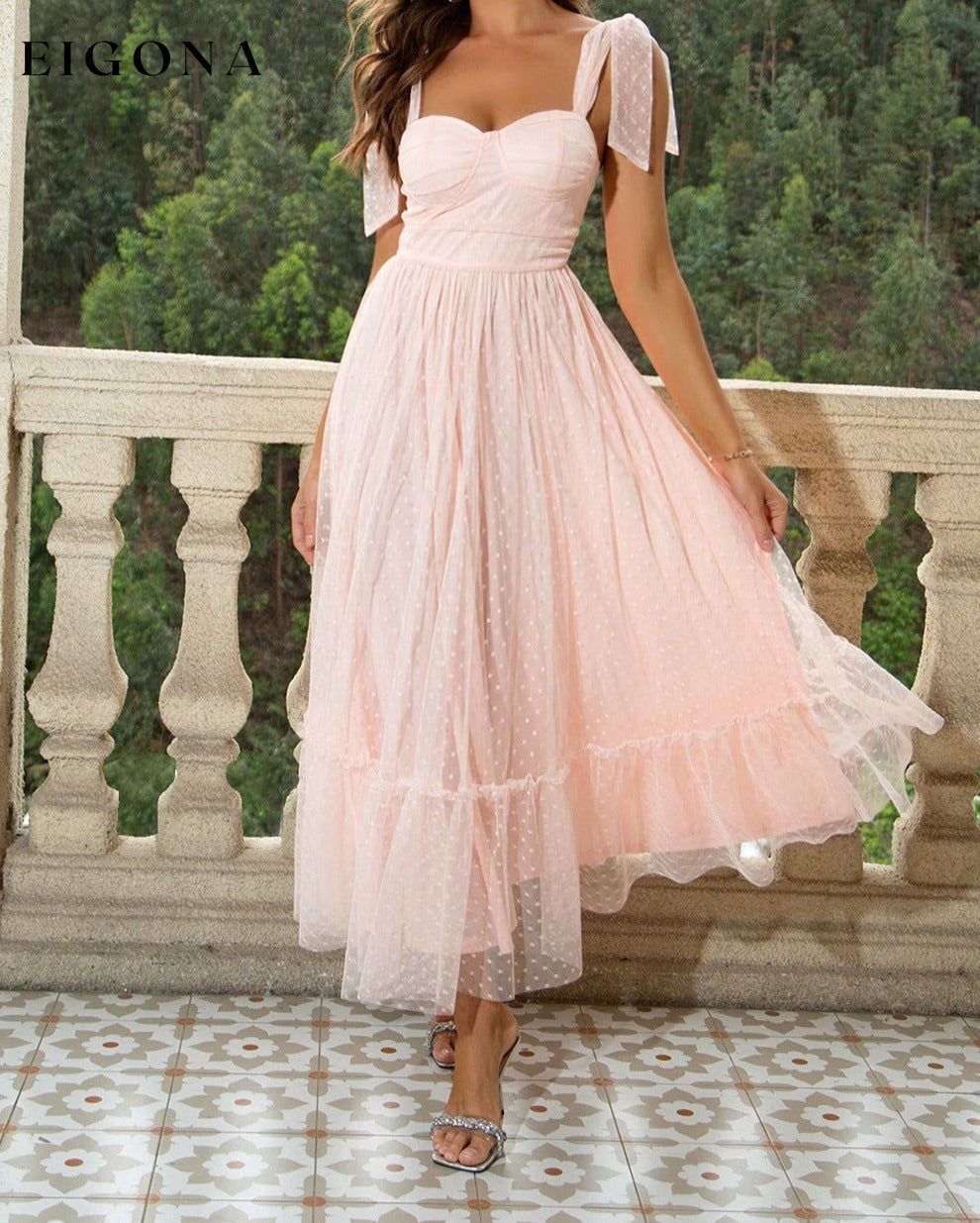 Tie-Shoulder Sweetheart Neck Dress clothes dress dresses evening dress evening dresses Ringing-N Ship From Overseas