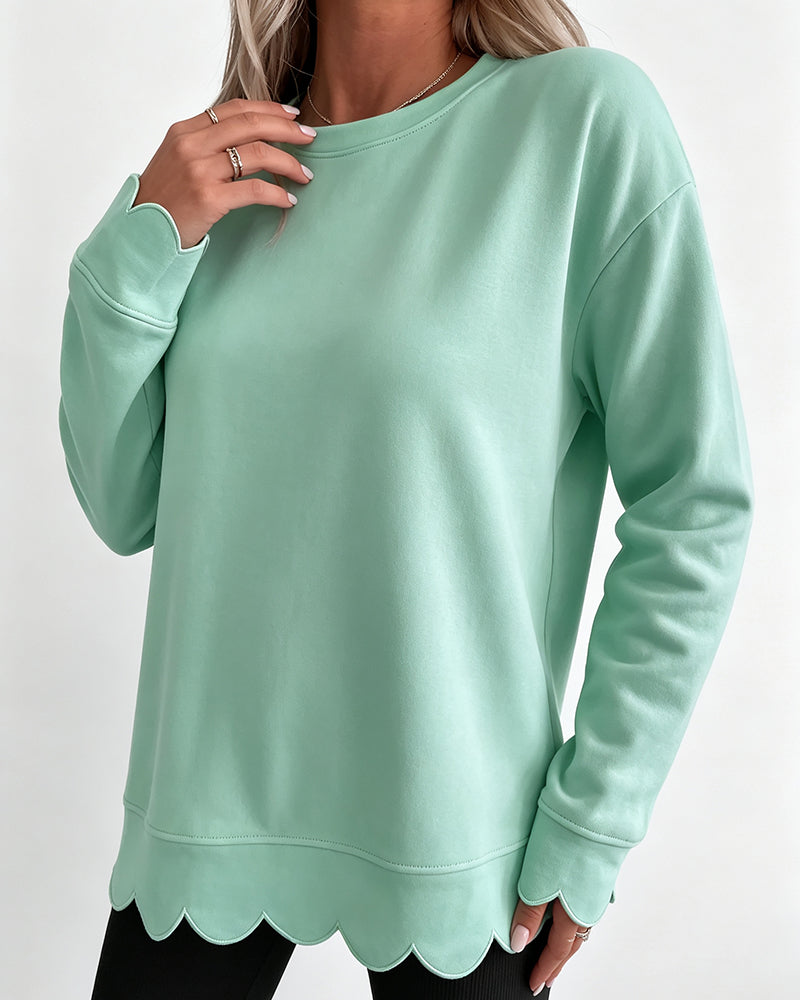 Scallop Trim Casual Sweatshirt 2024 f/w hoodies & sweatshirts spring