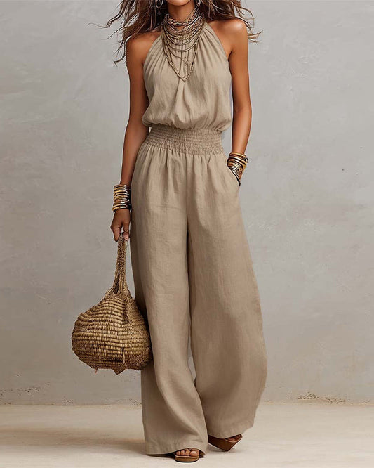 Elegant Halter Shirred Jumpsuit jumpsuits & rompers spring summer